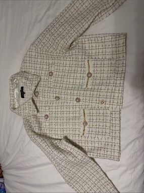 Simply Southern Cream Tweed Jacket with Gold Accents